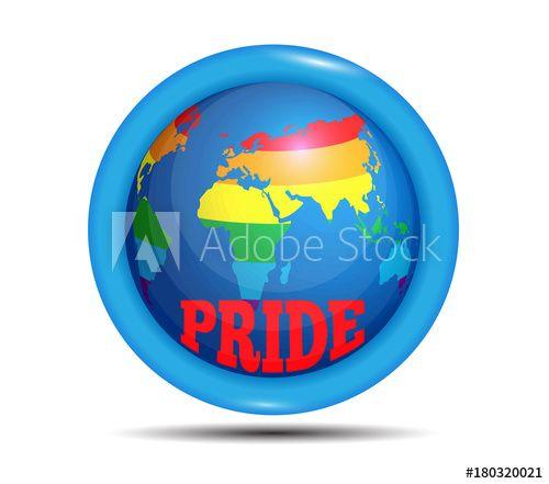Globe Rainbow Circle Logo - Icon LGBT Pride on a white background. Vector symbol eguality gay