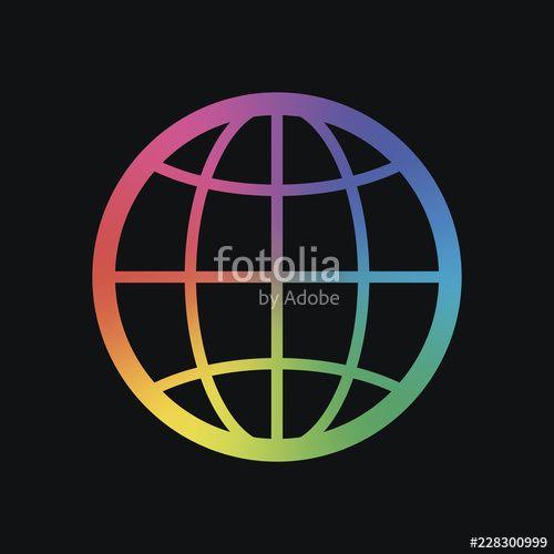 Globe Rainbow Circle Logo - globe, planet. simple silhouette. Rainbow color and dark backgro