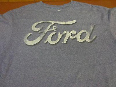 Ford Script Logo - FORD SCRIPT LOGO TEE Dark Heather Blue Vintage Look Car Truck Soft