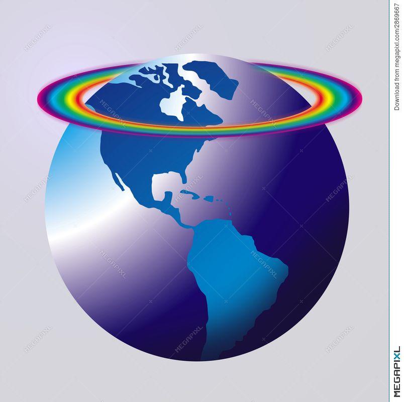 Globe Rainbow Circle Logo - World Globe Rainbow Illustration 2869667 - Megapixl