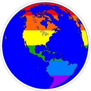 Globe Rainbow Circle Logo - World Globe Rainbow With Blue - Vinyl Sticker at Sticker Shoppe