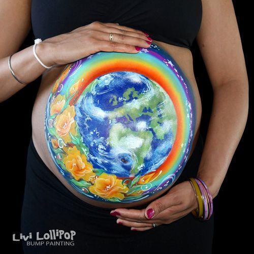 Globe Rainbow Circle Logo - Rainbow globe belly art! | Face Painting Leicester to London