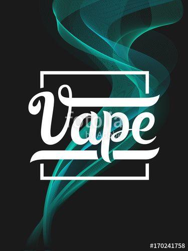 Smoke Vape Logo - Vape lettering label. Green smoke background. Hand drawn logo for a ...