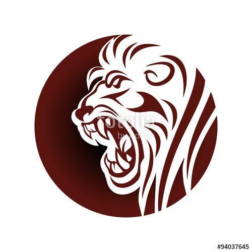 Lion in Circle Logo - Circle Wild Lion Head Roar Logo Template Stock image and royalty