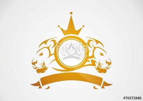 Lion in Circle Logo - Gold badge lion in circle crown logo vector