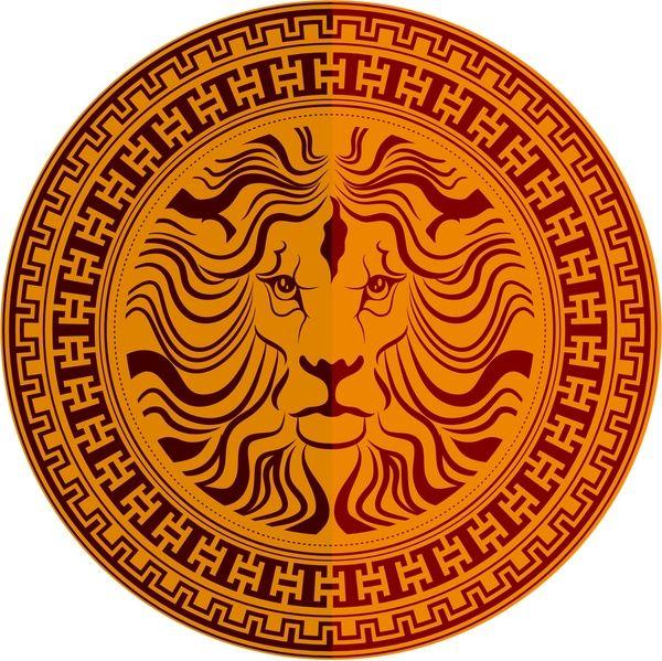 Lion in Circle Logo - Lion decoration on medallion template Free vector in Adobe