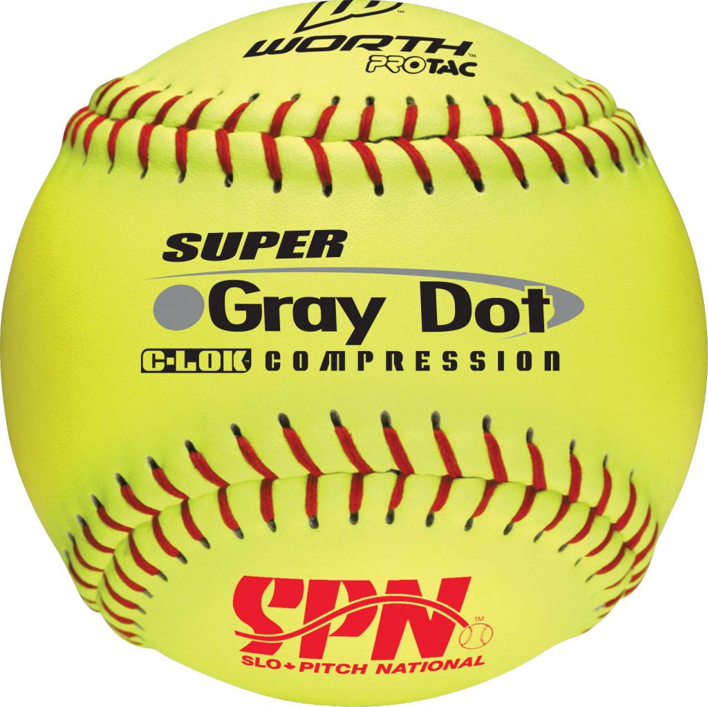 Yellow and Gray Ball Logo - WORTH Yellow Gray Dot SPN Softball Ball - Baseball Town