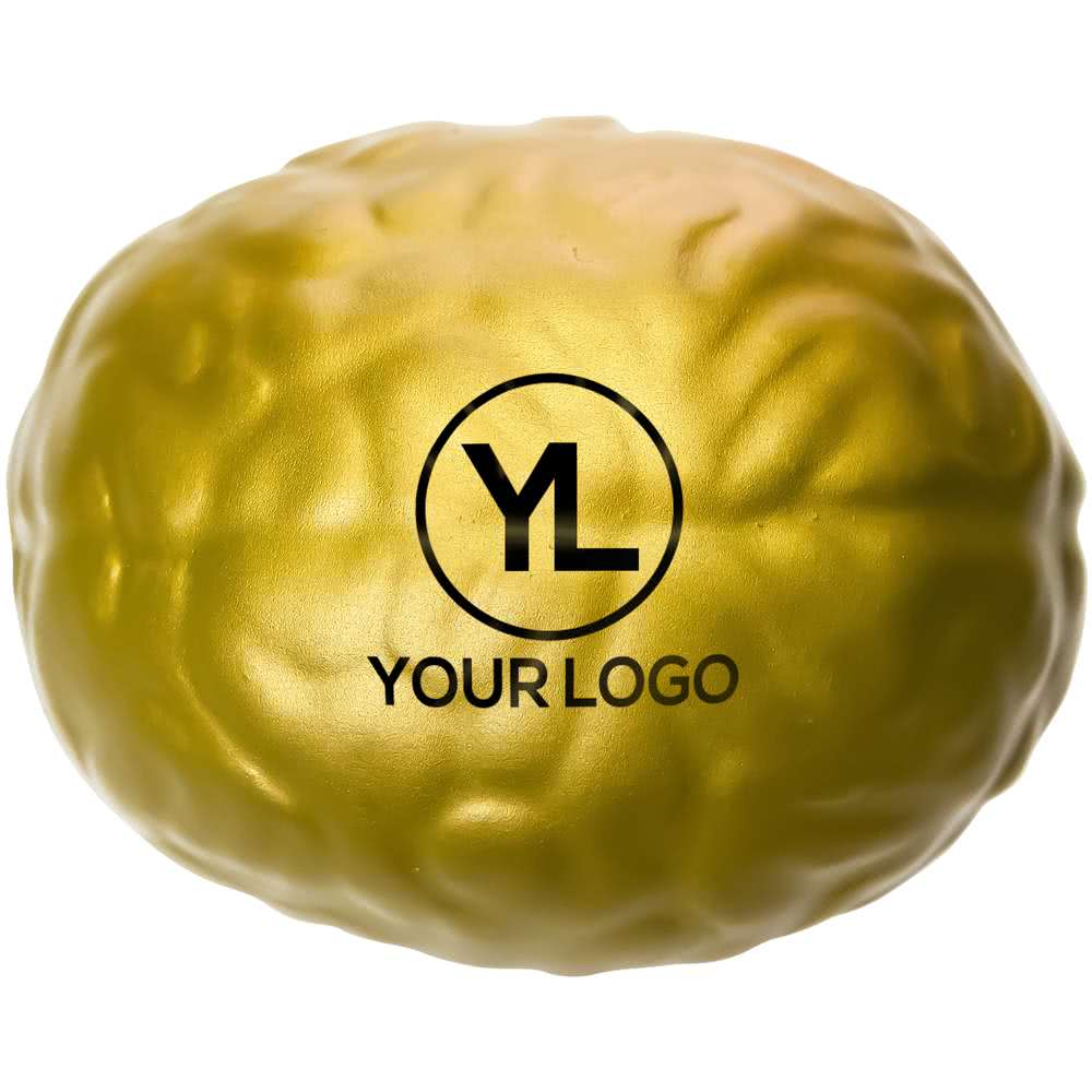 Yellow and Gray Ball Logo - Promotional Brain Stress Relievers with Custom Logo for $0.74 Ea.