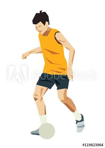 Yellow and Gray Ball Logo - One football player with yellow T-shirt, running soccer sport man ...