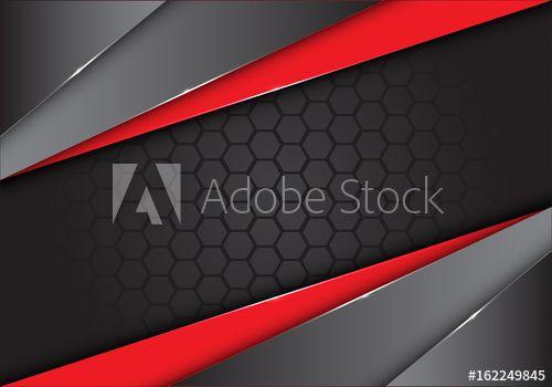 Abstract Red Black Logo - Abstract red black metallic on dark hexagon mesh design modern