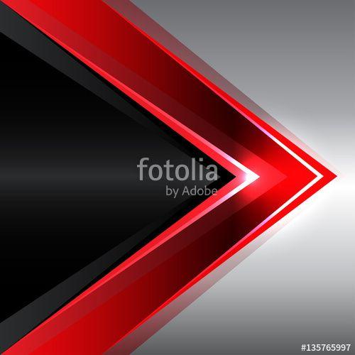 Abstract Red Black Logo - Abstract red arrow on black metal design modern background vector ...