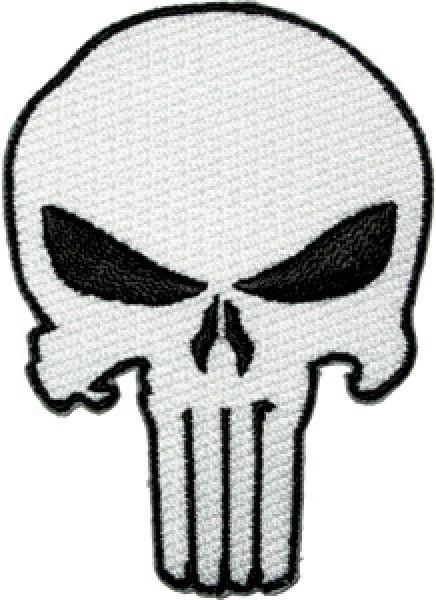 Black and White Punisher Logo - The Punisher White Skull Logo Large Jacket Embroidered Patch ...