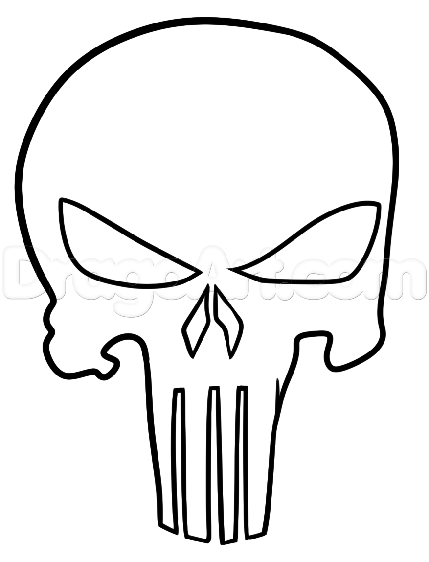 Punisher White Logo - Punisher Tattoo Drawing Tutorial, Step by Step, Marvel Characters