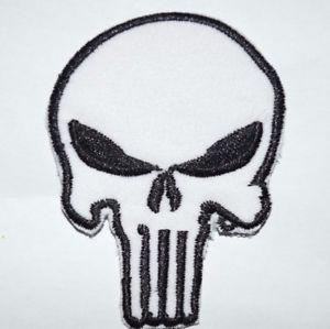 Punisher White Logo - PUNISHER WHITE SKULL Embroidered Iron Sew Patch Symbol Sign Logo ...