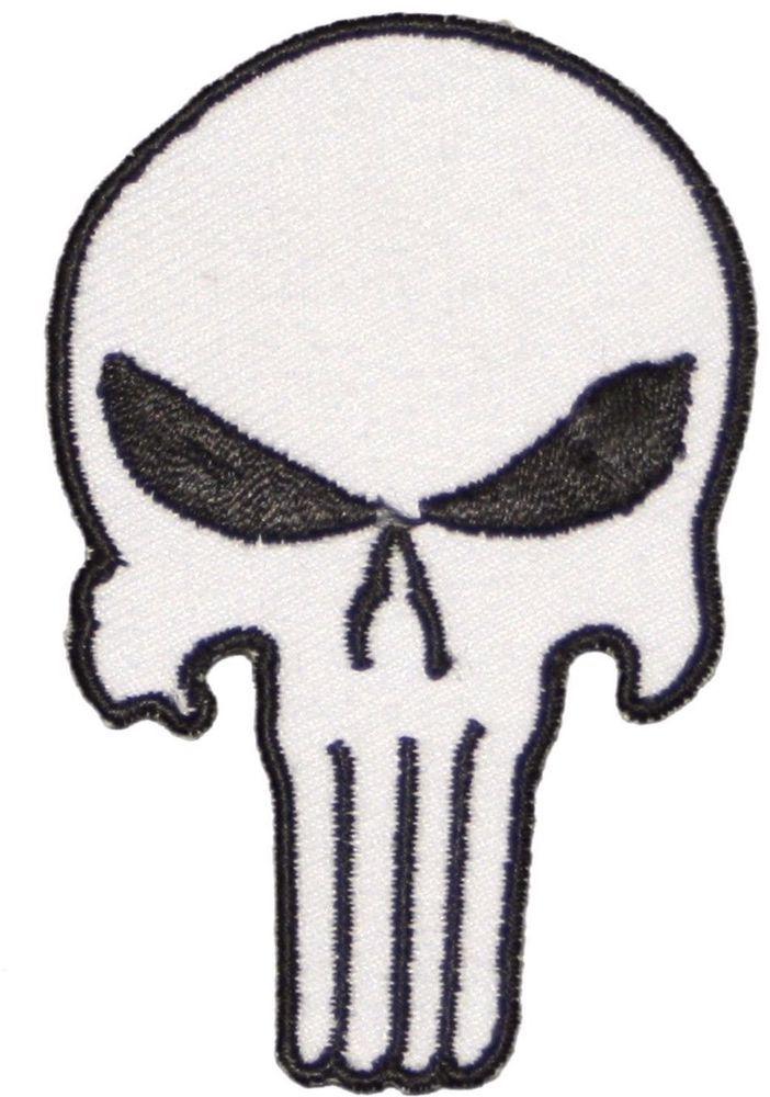 Punisher White Logo - Punisher Skull Logo Embroidered Patch Iron-On Applique Military ...