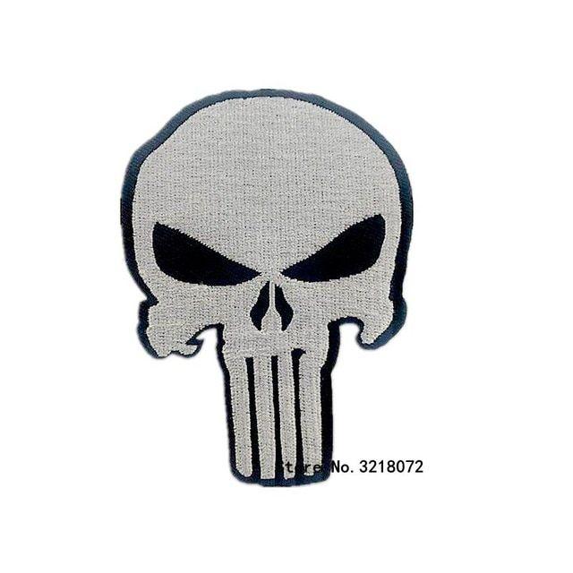 Punisher White Logo - 30pcsMovie The Punisher Logo Patch White Skull Embroidered Iron on ...