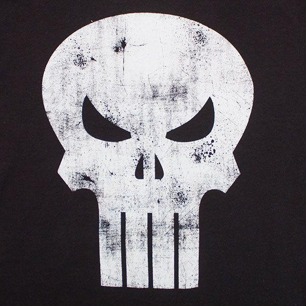 Punisher White Logo - Black Distressed Punisher Skull Logo T Shirt