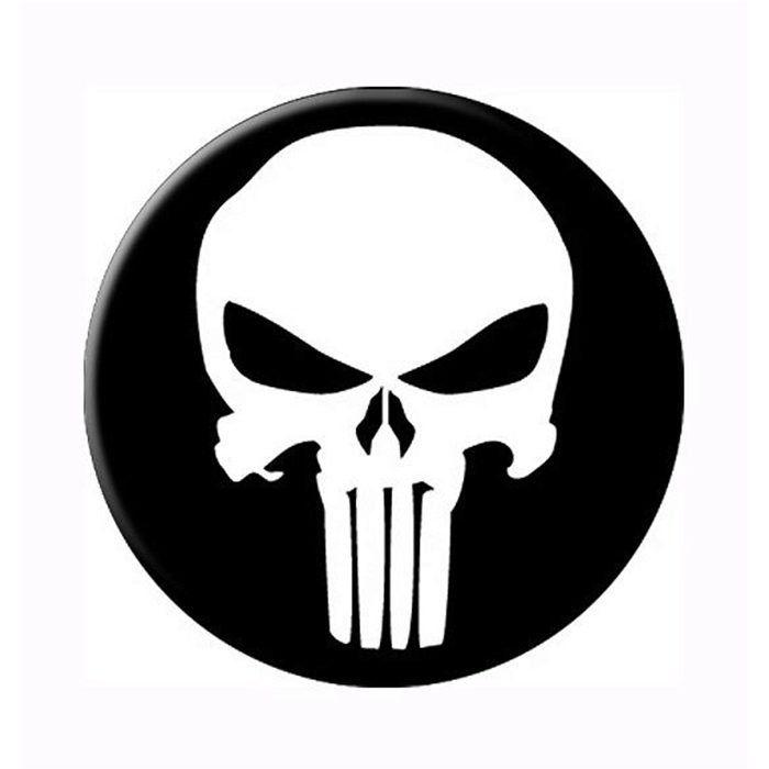 Punisher White Logo - Punisher Movie White Skull Button