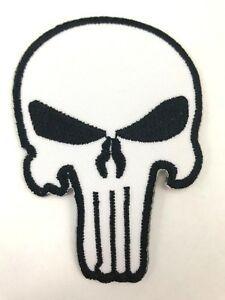 Punisher White Logo - 1 x White Skull The Punisher Logo Embroidered Patch Emblem Heat Iron ...