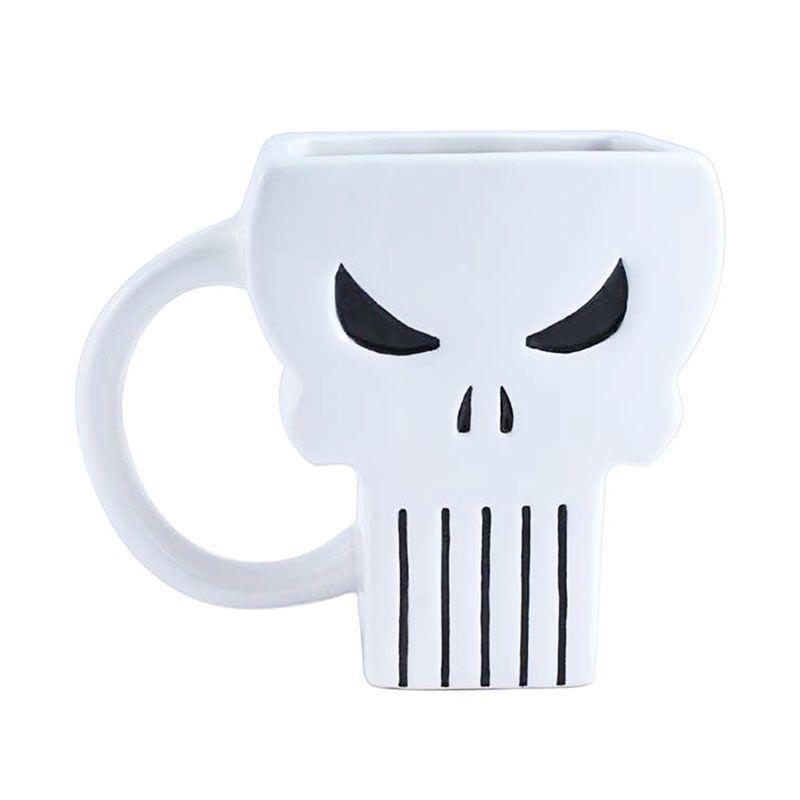 Punisher White Logo - Punisher White Shaped Logo Mug | SuperheroDen.com