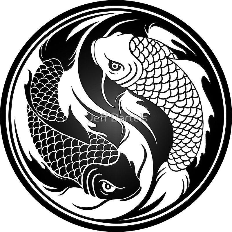Koi Fish Black and White Logo - Black and White Yin Yang Koi Fish Stickers