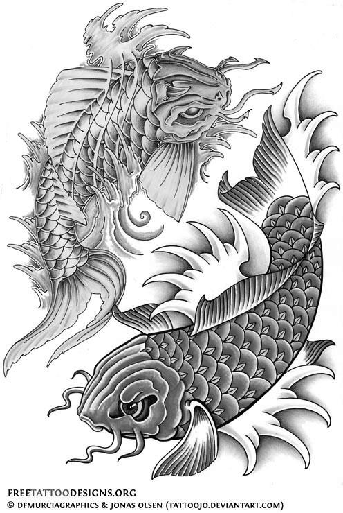 Koi Fish Black and White Logo - Black And White Koi Fish Tattoos Design