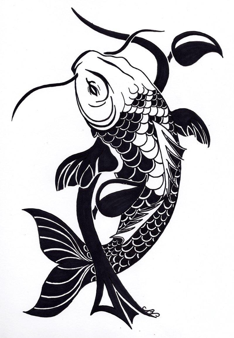 Koi Fish Black and White Logo - Koi Fish Black And White Tattoo Design