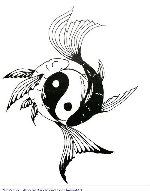 Koi Fish Black and White Logo - Koi fish yin yang tattoo on We Heart It