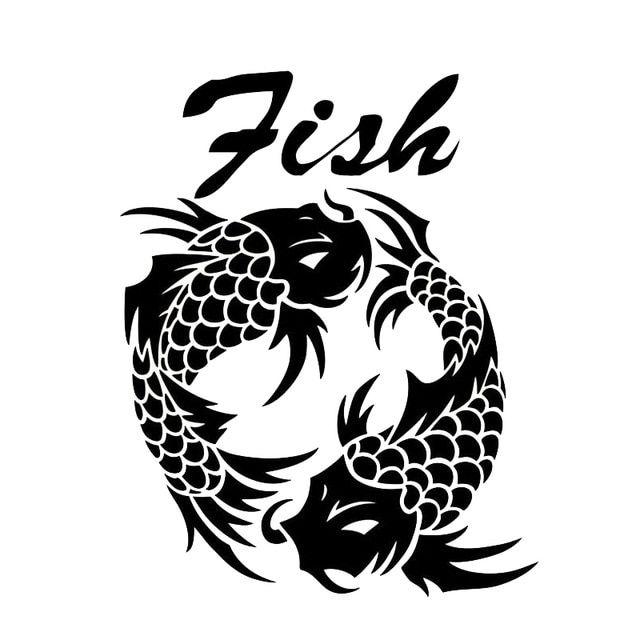 Koi Fish Black and White Logo - 13.9cm*17.5cm Koi Fish Animal Fashion Car Styling Car Sticker Decor ...