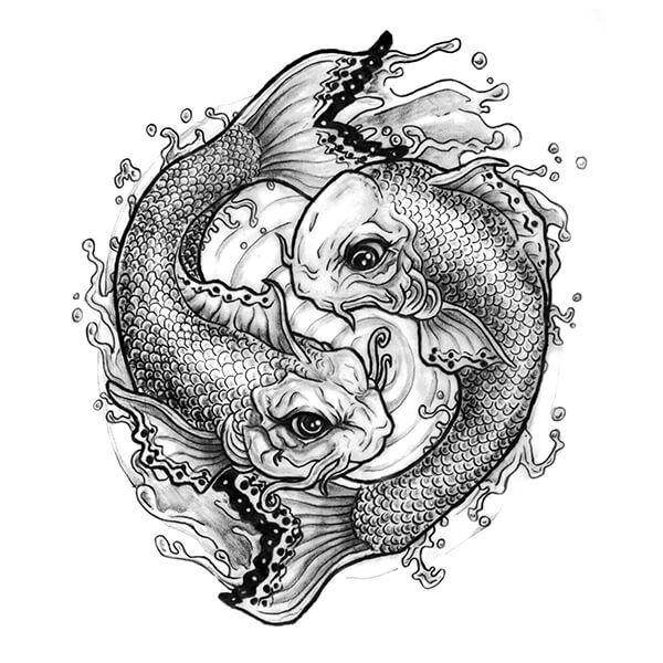 Koi Fish Black and White Logo - Koi Fish Tattoo Meanings | Custom Tattoo Design