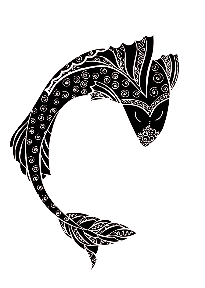 Koi Fish Black and White Logo - Colorful Koi Fish Drawings