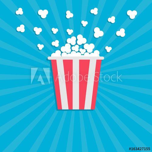 Blue Star with Yellow Background Logo - Popcorn popping. Cinema movie icon in flat design style. Red yellow ...