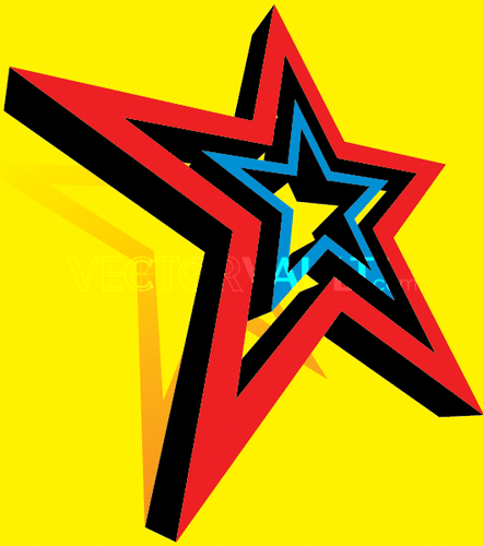 Red Yellow and Blue Star Logo - Royalty-free vector illustration of a dynamic star