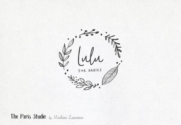 Wreath Logo - Hand Drawn Leafy Wreath Logo Design by The Paris Studio, Madame ...