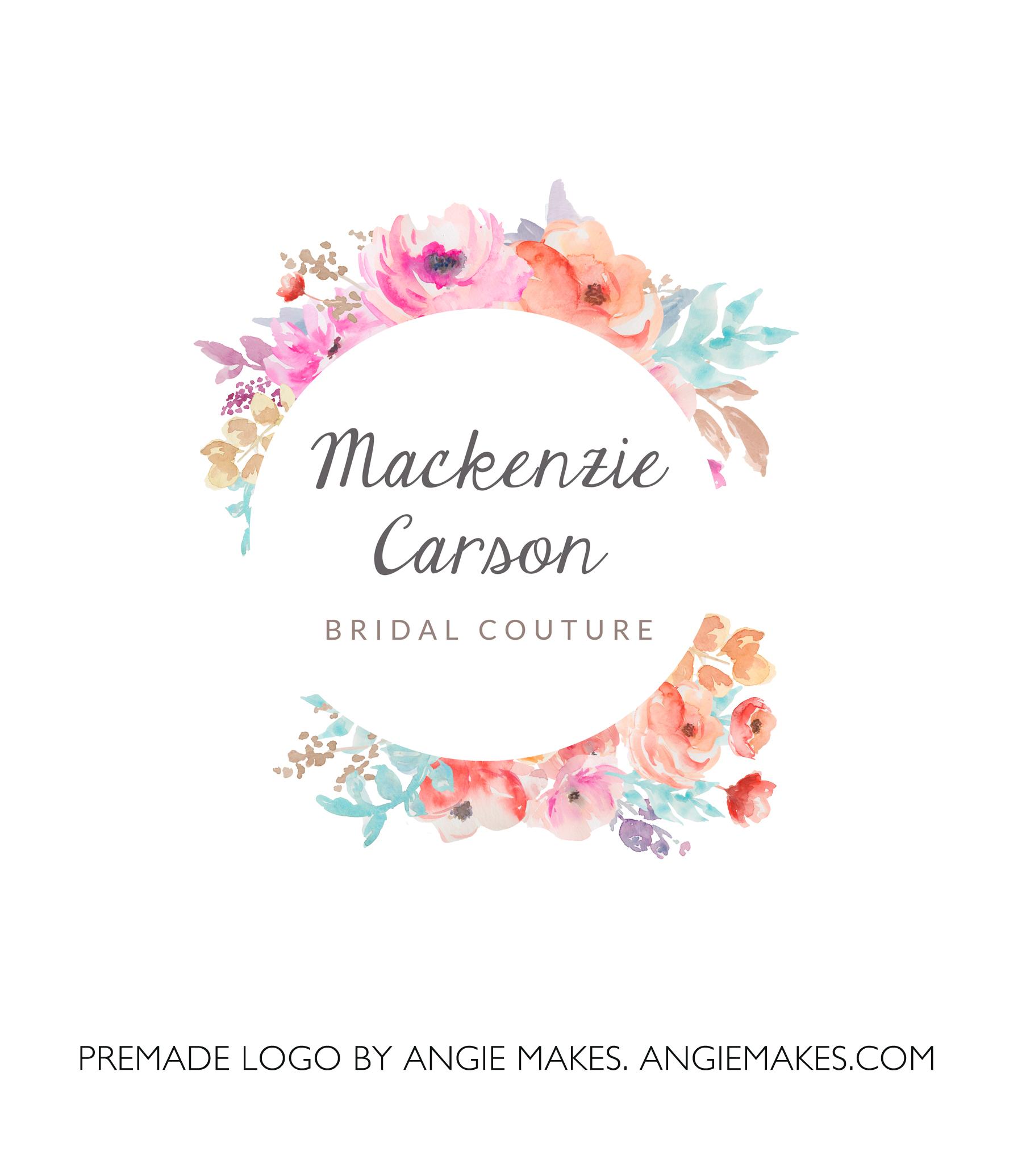 Floral Watercolor Logo - Watercolor Flower Wreath Logo