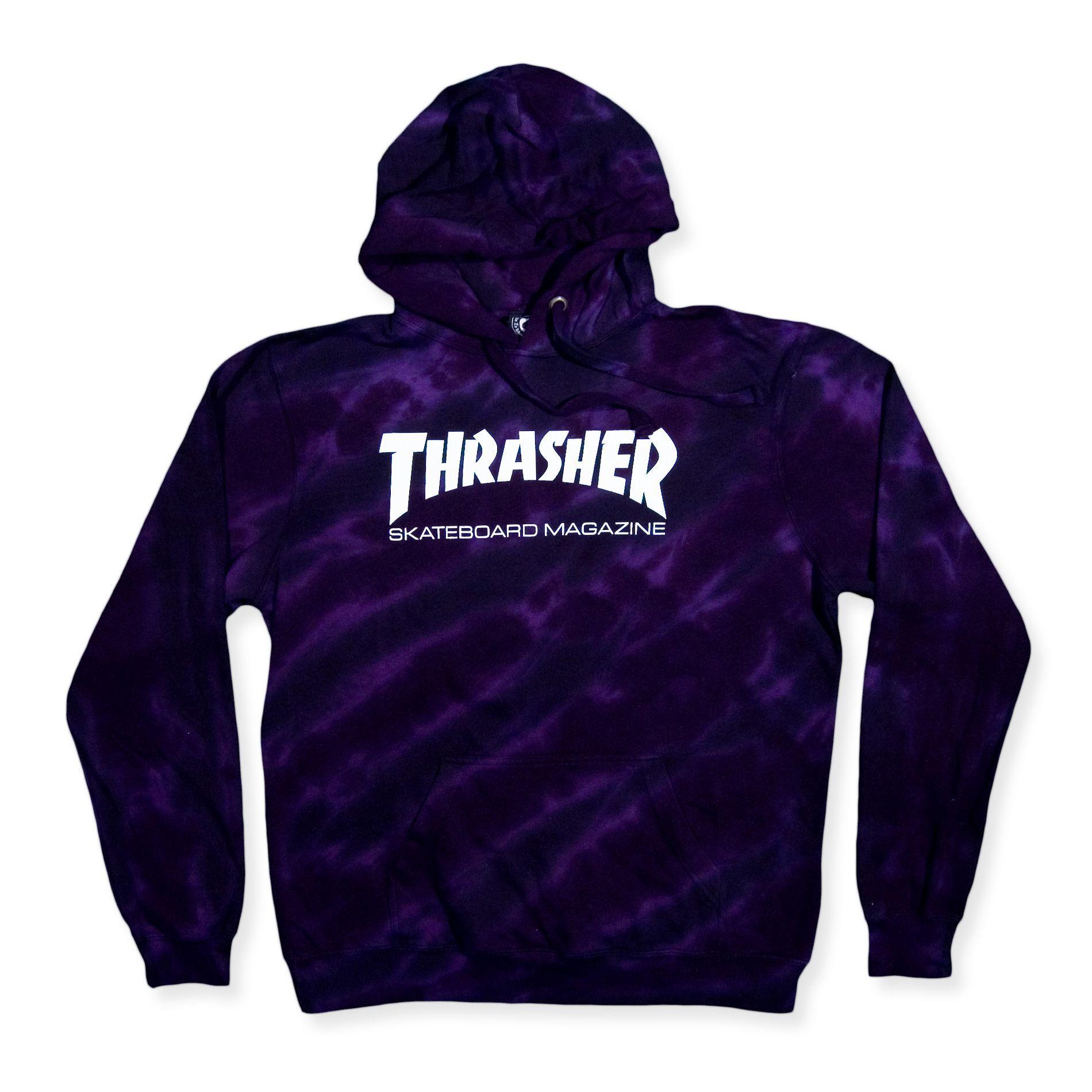 Black and White Tye Die Thrasher Logo - Thrasher Skate Mag Tie Dye Hoodie Purple Black | Style/Trends ...