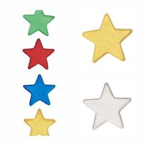 Red Yellow and Blue Star Logo - Edible Sugar Stars Decorations Yellow Blue Green