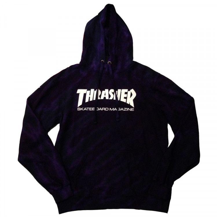 Black and White Tye Die Thrasher Logo - Thrasher Skate Mag tie dye purple/black hood | Manchester's Premier ...