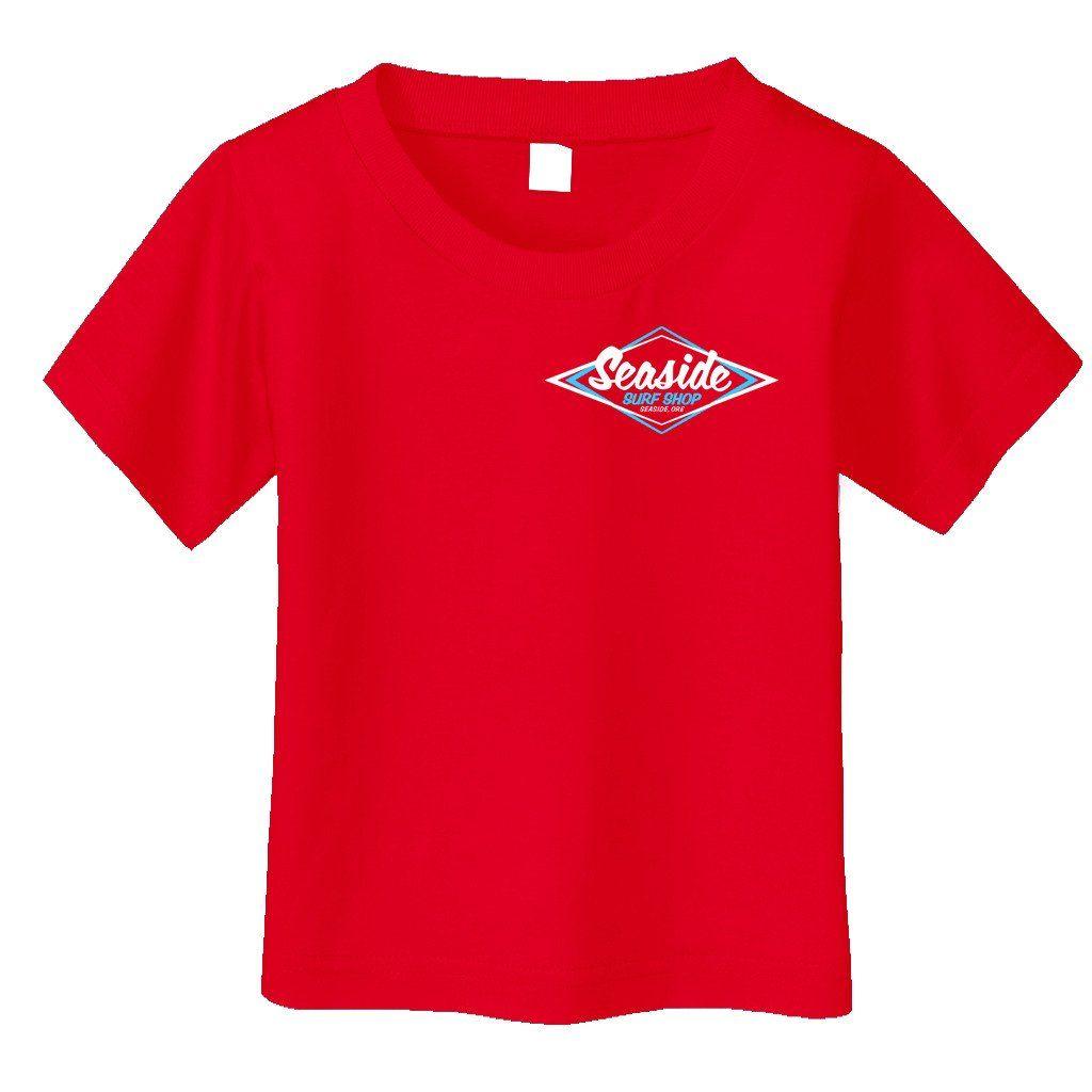 Red Apparel Logo - Seaside Surf Shop Toddler Vintage Logo Tee - Red