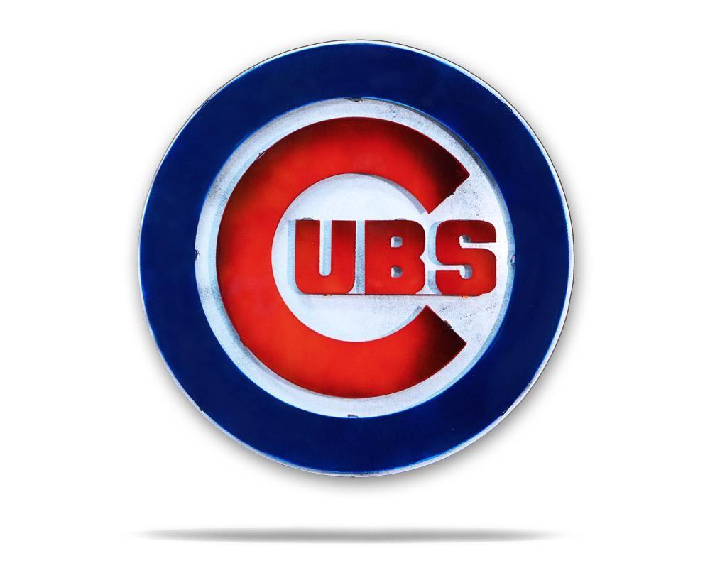 Cubs Logo - Chicago Cubs Logo 3D Metal Artwork Head Art