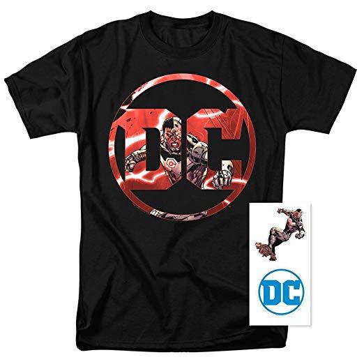 DC Cyborg Logo - Amazon.com: Cyborg DC Comics Logo T Shirt & Stickers: Clothing