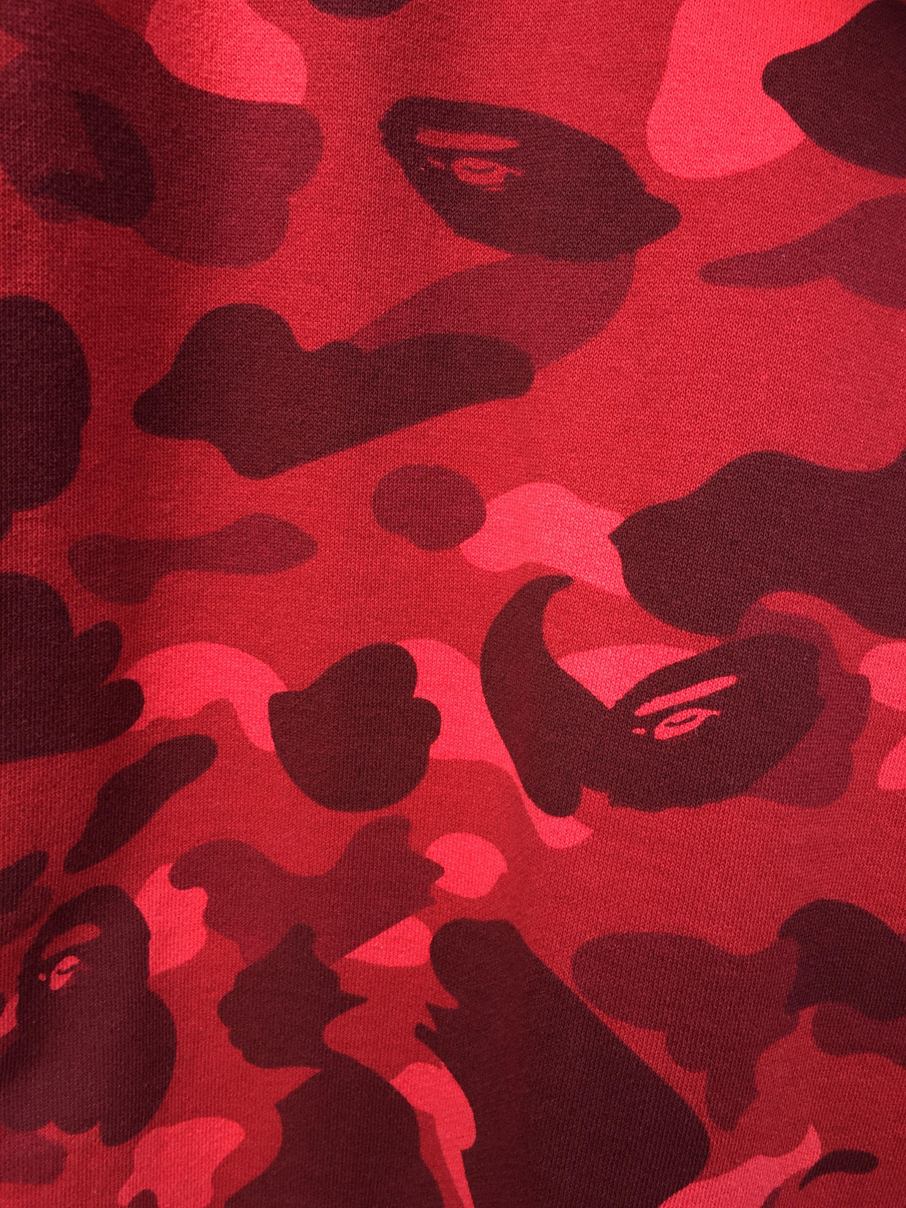 Red BAPE Camo Logo - A Bathing Ape Swarovski Red Camo Hooded Full Zip Sweatshirt Size XL