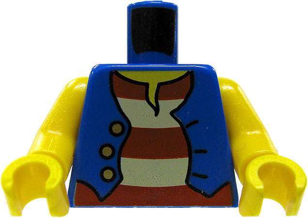 Blue and Yellow Pirate Logo - LEGO Minifigure Parts Blue Pirates Vest Design with Bare Yellow Arms ...