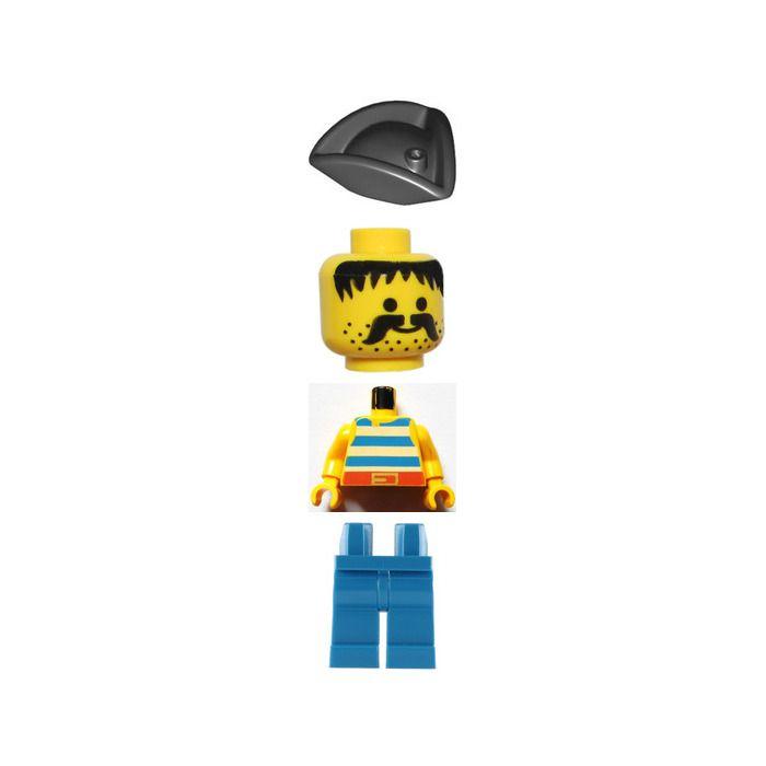 Blue and Yellow Pirate Logo - LEGO Yellow White and Blue Striped Pirate Torso with Belt with ...