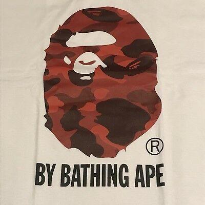 BAPE Red Lightning Logo - NEW BAPE A Bathing Ape Face Logo T Shirt Red Camo White T Shirt 2XL ...