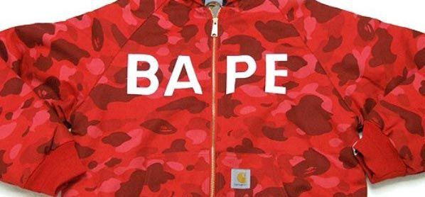 Red BAPE Camo Logo - Bape X Carhartt Camo Hooded Jacket