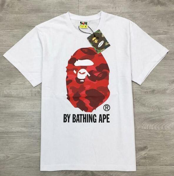 Red BAPE Ape Logo - Mens Fashion Bape Camo Red Monkey Head Pattern A Bathing Ape Cotton ...