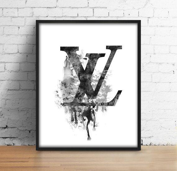 LV Art Logo - Watercolor sign inspired by Louis Vuitton Logo symbol LV