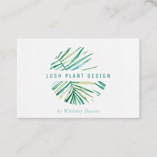 Palm Leaf Logo - MODERN PALM LEAF LOGO lush botanical life green Business Card