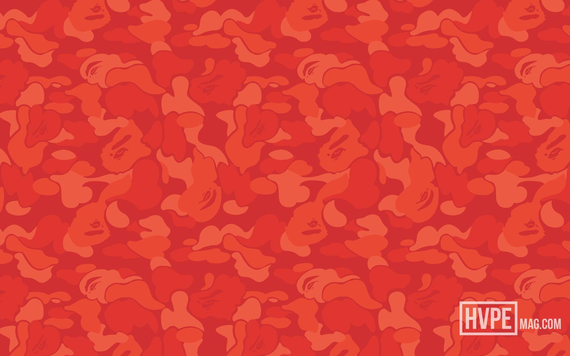 Red BAPE Camo Logo - Bape Shark Wallpaper